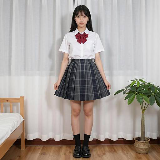 Asian Schoolgirl in Uniform Portrait