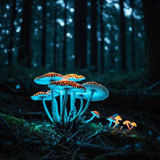 Enchanted Bioluminescent Fungi in Twilight Enchanted Bioluminescent Fungi in Twilight