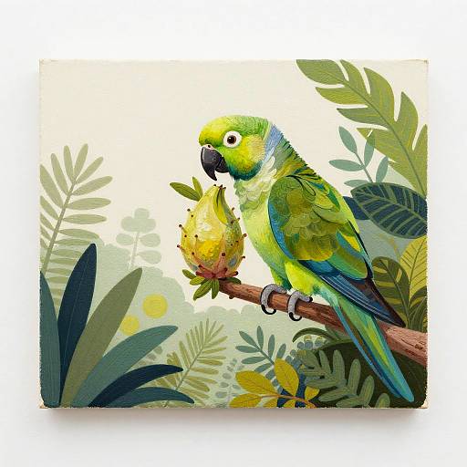 Vibrant Parrot with Exotic Fruit