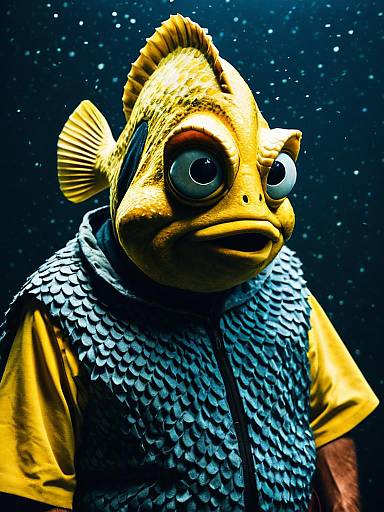 Photorealistic Man in Flounder Costume