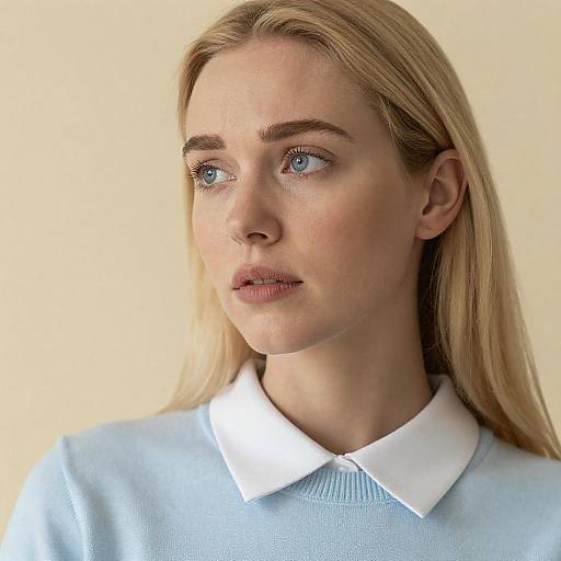 Concerned Blonde Woman Portrait Close-Up