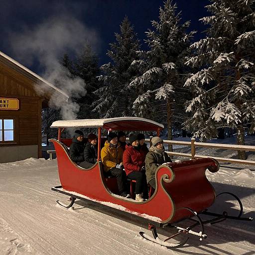 Cozy Nighttime Santa's Sleigh Scene