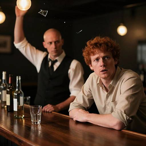 Tense Encounter in a Dimly Lit Bar