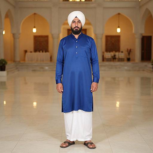 Man in Turban by Arched Building