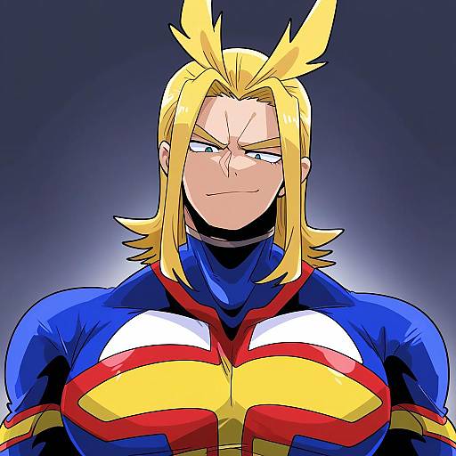 Illustration of All might, boku no hero academia in the style of Op na yarou