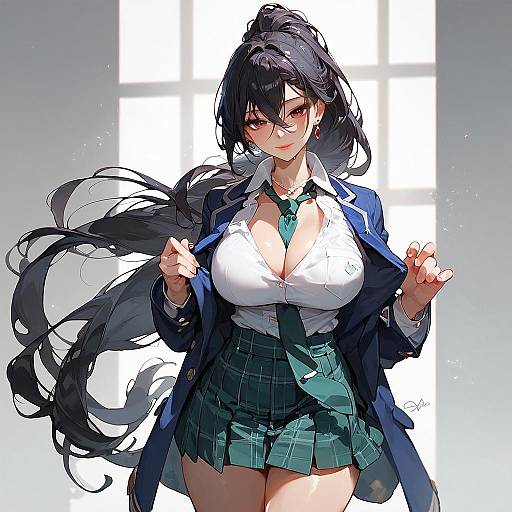 Anime Girl in School Uniform Smiling