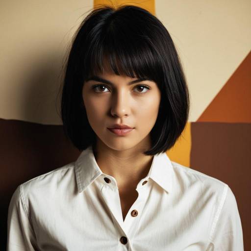 Portrait of Young Woman with Short Black Hair