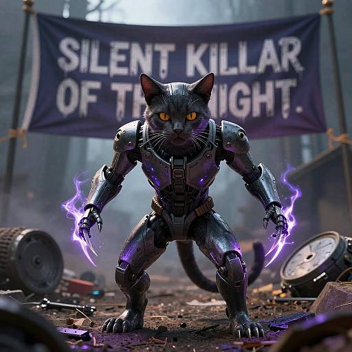 Stealth Cyborg Cat with Energy Claws