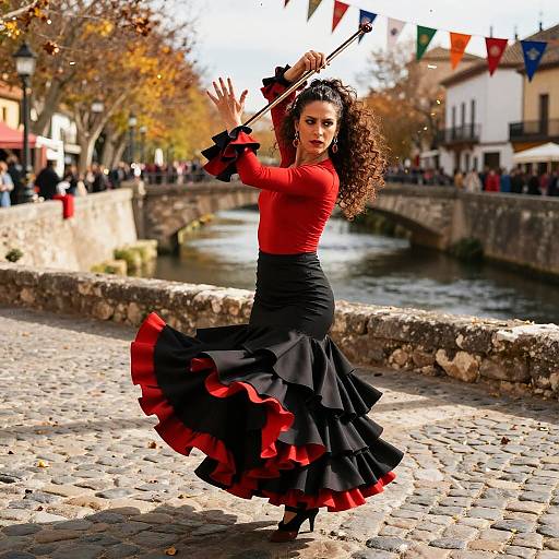 Poised Flamenco Violinist Mid-Spin
