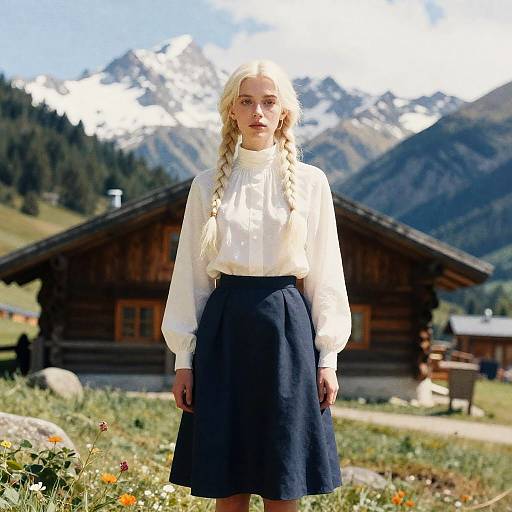 Watercolor Girl in Rustic Mountain Chalet