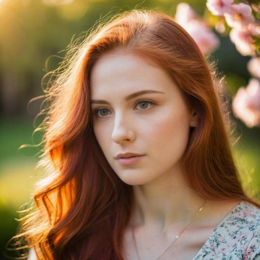 Portrait of Young Redhead Woman in Golden Hour Light