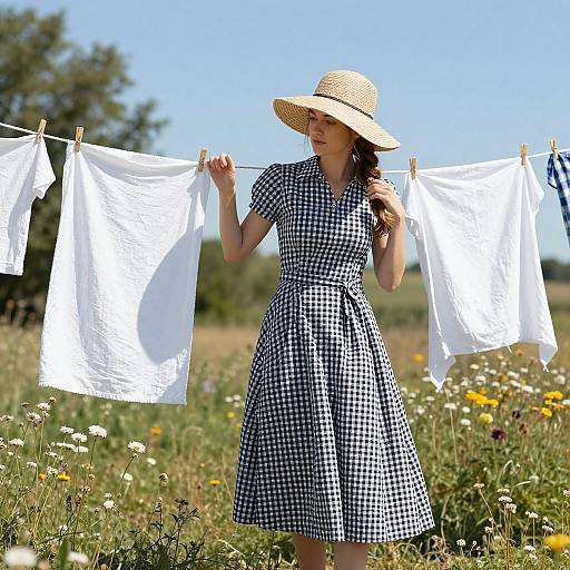 Tradewife Hanging Linens in Sunlight