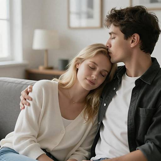 Intimate Moment on a Cozy Couch