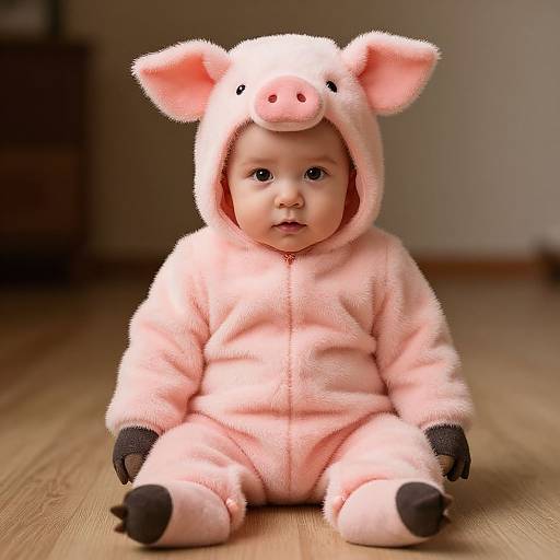 Realistic Boy in Baby Piglet Kigurumi