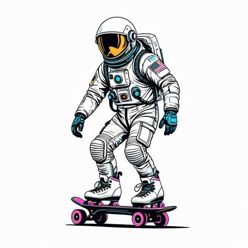 Astronaut Roller Skating on Hoverboard Vector