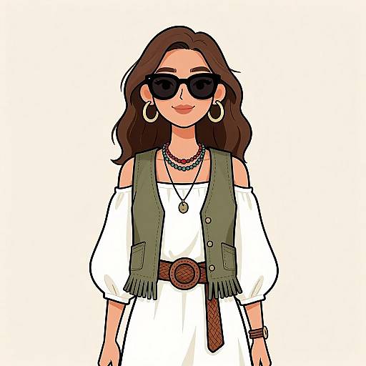 Stylish Bohemian Woman in Summer Outfit