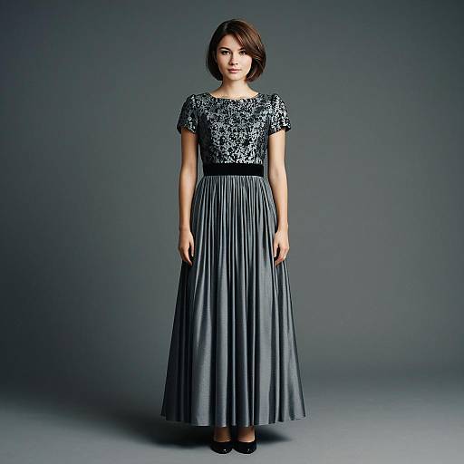 Woman in Grey Formal Dress Standing