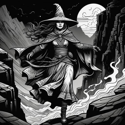 Shadowy Sorceress in Stormy Landscape Shadowy Sorceress in Stormy Landscape
