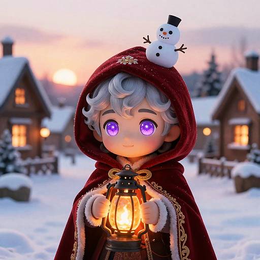 Chibi Winter Fantasy with Lantern