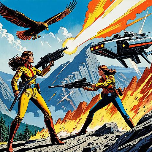 1970s Comic Book Style Sci-Fi Showdown