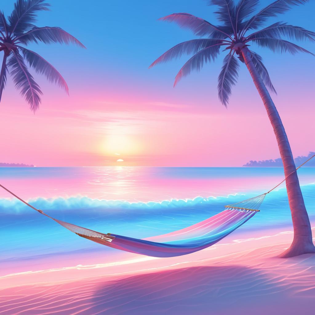 Tranquil Beach Sunset with Hammock