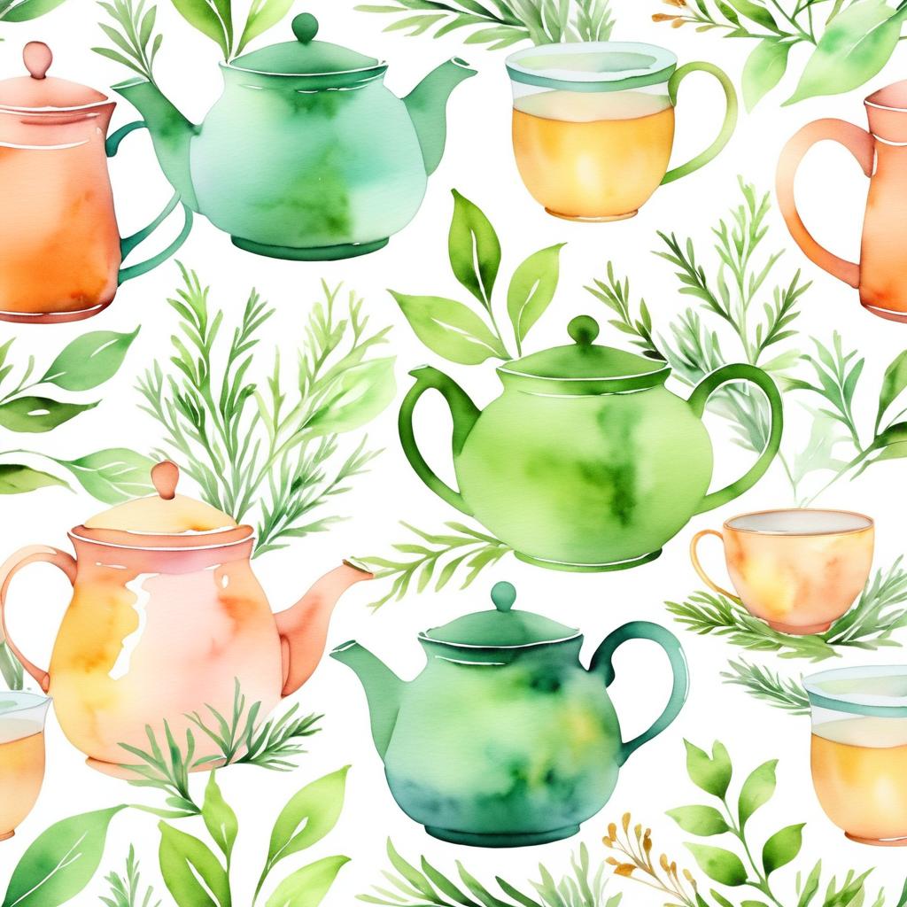 Whimsical Watercolor Herbal Tea Imagery