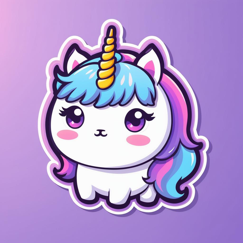 Kawaii Unicorn Icon Sticker Design