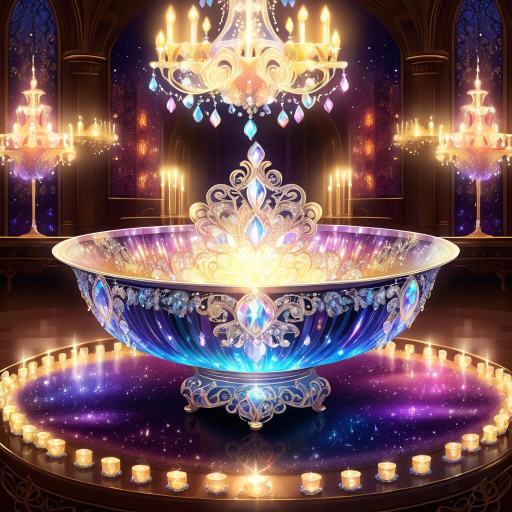 Shimmering Crystals in a Castle Room