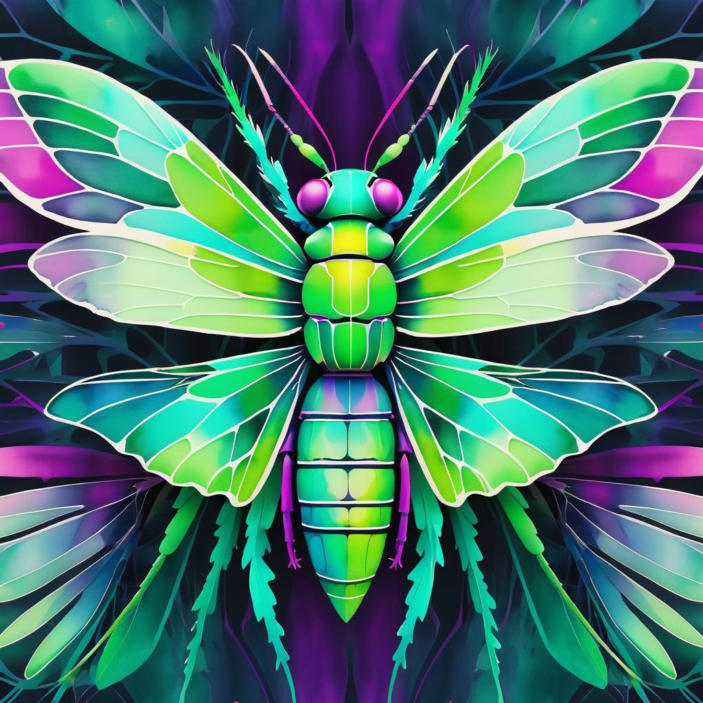 Futuristic Giant Insect with Vibrant Wings