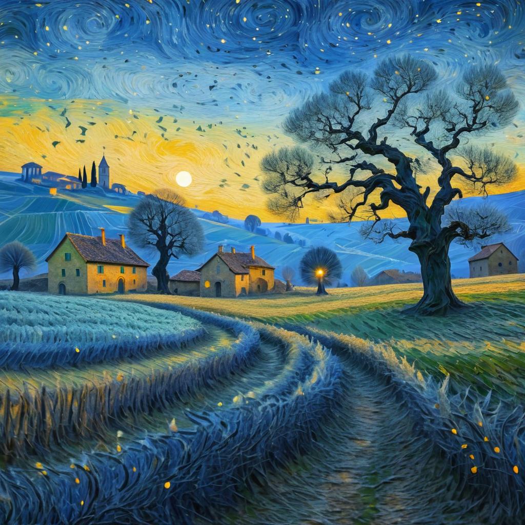 Nostalgic Van Gogh Inspired Countryside Scene