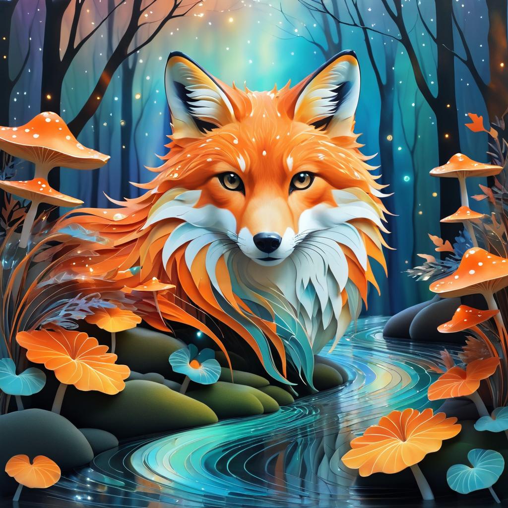 Surreal Fox Portrait in Nature's Embrace