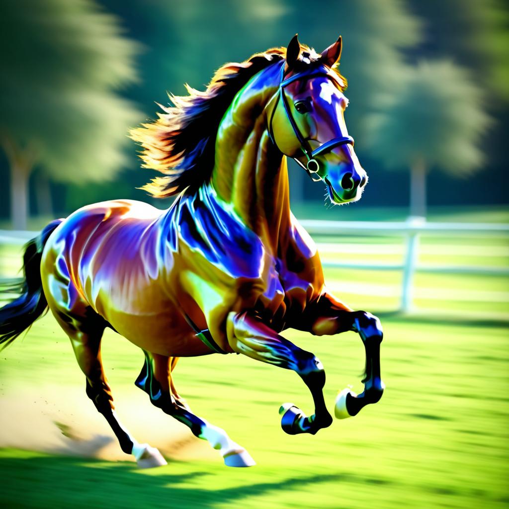 Vibrant Galloping Horse in Impressionist Style