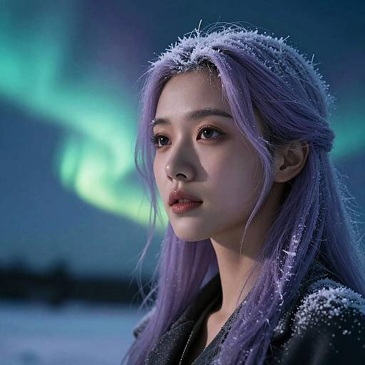 Polar Twilight Woman with Northern Lights