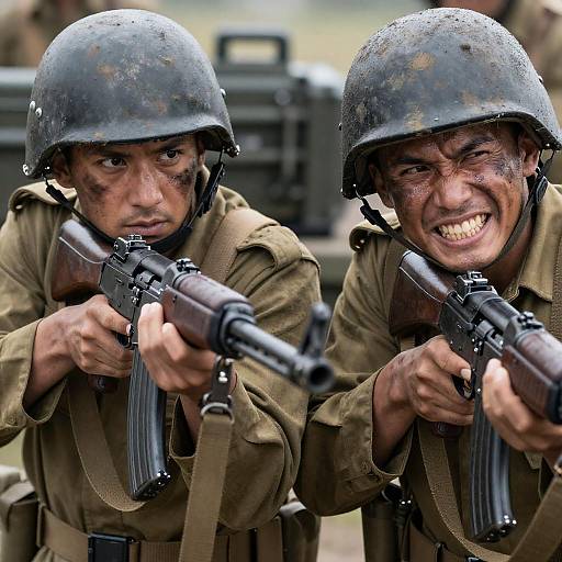 Intense Soldiers in Combat Situation