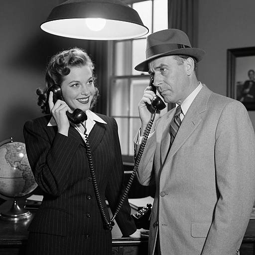 1940s Office Scene with Vintage Telephones