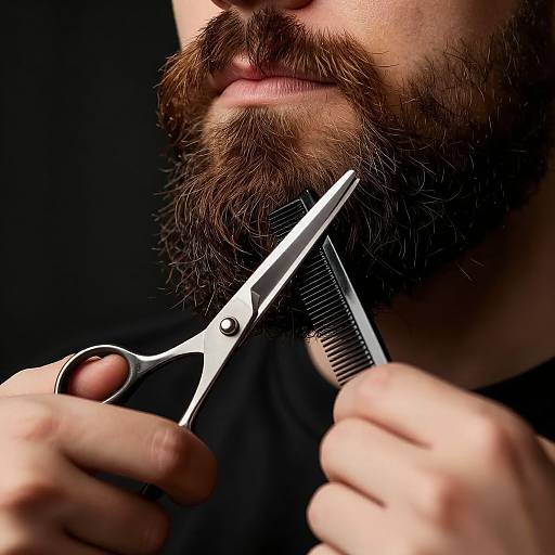 Professional Beard Grooming Close-Up
