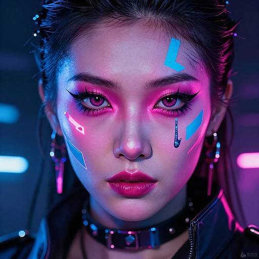 Cyberpunk Character with Neon Makeup