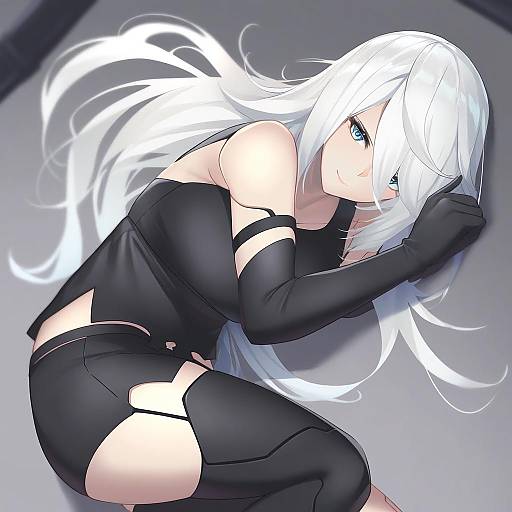 Illustration of A2 (nier:automata), nier (series) in the style of Batsu