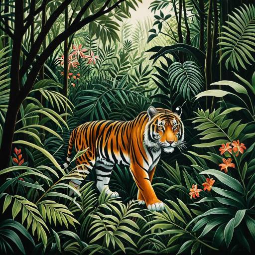Mystical Tiger in Lush Jungle Artwork