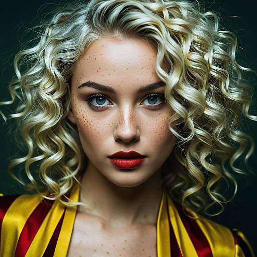 Glamorous Blonde Woman with Curly Hair