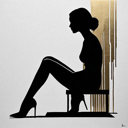 Minimalist Silhouette of Woman Sitting