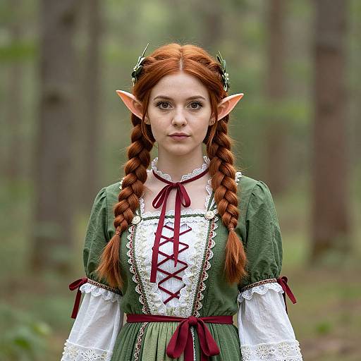 Red-Haired Elf in Forest