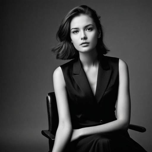 Elegant Young Woman in Black Vest