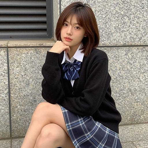 Stylish Asian Woman in Outdoor Setting