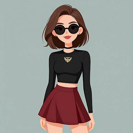 Chic Smiling Woman in Rock Style