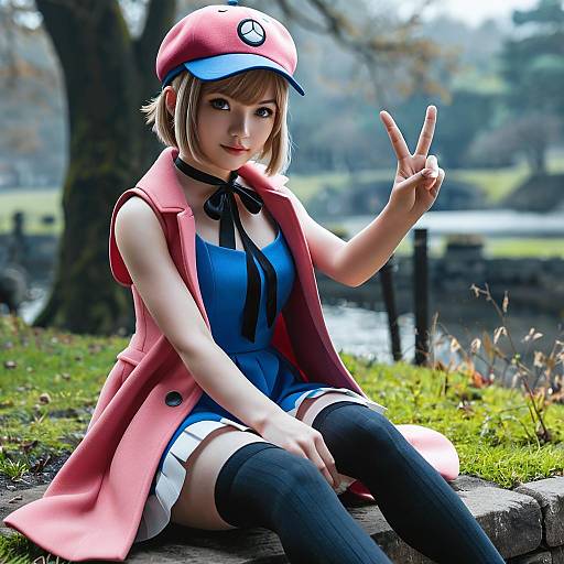 Serena Pokemon in Pink Dress Outdoors