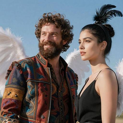 Feathered Couple Under Bright Blue Sky