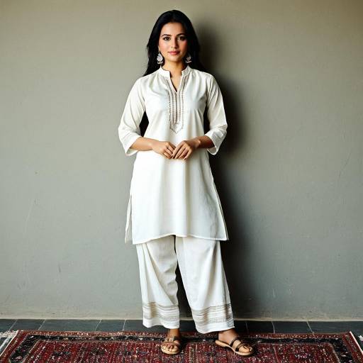 Elegant Lady in White Shalwar Kameez