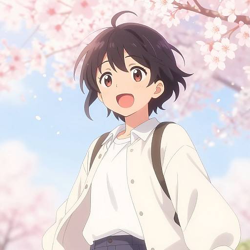 Cheerful Anime Teen Portrait