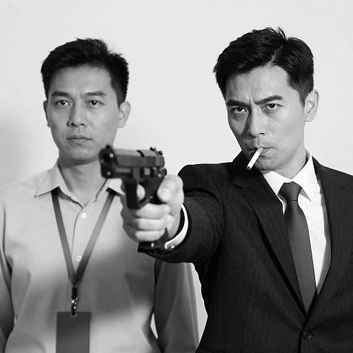 Dramatic Black-and-White Portrait of Men